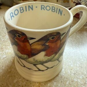 Emma Bridgewater Robin Robin Robin Bird Ceramic Mug RARE